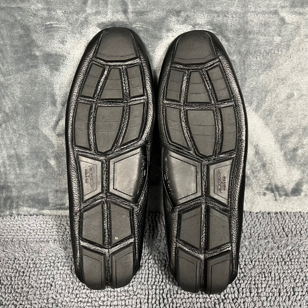 Salvatore Ferragamo Parigi Black Pebbled Leather Gancini Bit Loafers Mens EU 45 - Picture 7 of 9